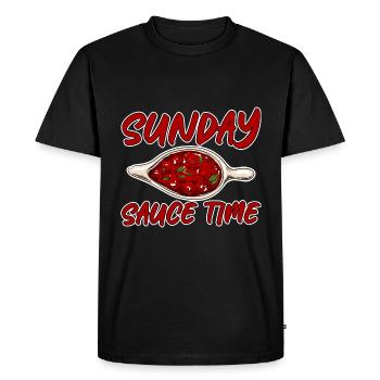 Dimanche Sauce Temps 2 - T-shirt Premium bio Homme - noir - Devant - Nico (187cm)