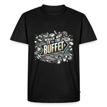 which way to the buffet 47 - Men's Premium Organic T-Shirt - black - Front - Nico (187cm)