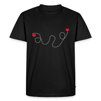 2 C. fly way of hearts heart love flying love - Men's Premium Organic T-Shirt - black - Front - Nico (187cm)