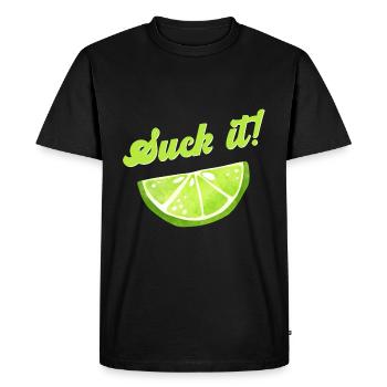 Lime Slice Cocktail Bar Suck It Saying - Men's Premium Organic T-Shirt - black - Front - Nico (187cm)