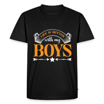 La vie est meilleure avec mes garçons 34 - T-shirt Premium bio Homme - noir - Devant - Nico (187cm)