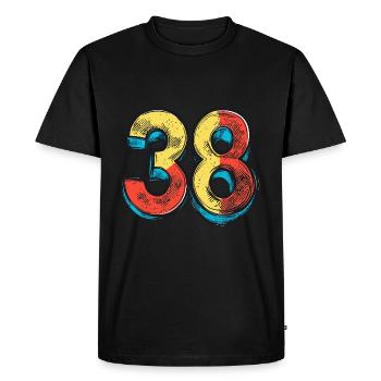 38 Nombre Coloré - T-shirt Premium bio Homme - noir - Devant - Nico (187cm)