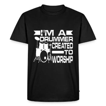 Je suis un batteur créé pour adorer 2 - T-shirt Premium bio Homme - noir - Devant - Nico (187cm)