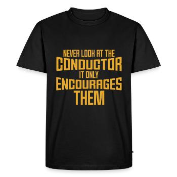 Ne jamais regarder le chef d’orchestre, cela les encourage - T-shirt Premium bio Homme - noir - Devant - Nico (187cm)