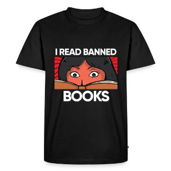 I Read Banned Books 53 - Men's Premium Organic T-Shirt - black - Front - Nico (187cm)