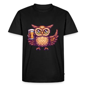 Bière Owl Pixel - T-shirt Premium bio Homme - noir - Devant - Nico (187cm)
