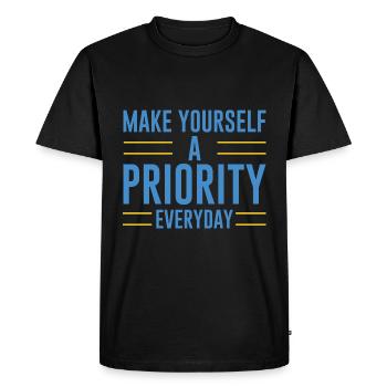 Faites-vous une priorité tous les jours 4 - T-shirt Premium bio Homme - noir - Devant - Nico (187cm)