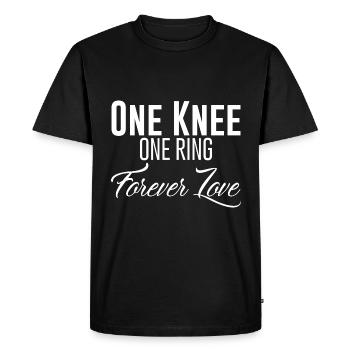 Un genou une bague Amour pour toujours - T-shirt Premium bio Homme - noir - Devant - Nico (187cm)