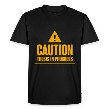 Caution Thesis In Progress 2 - Men's Premium Organic T-Shirt - black - Front - Nico (187cm)