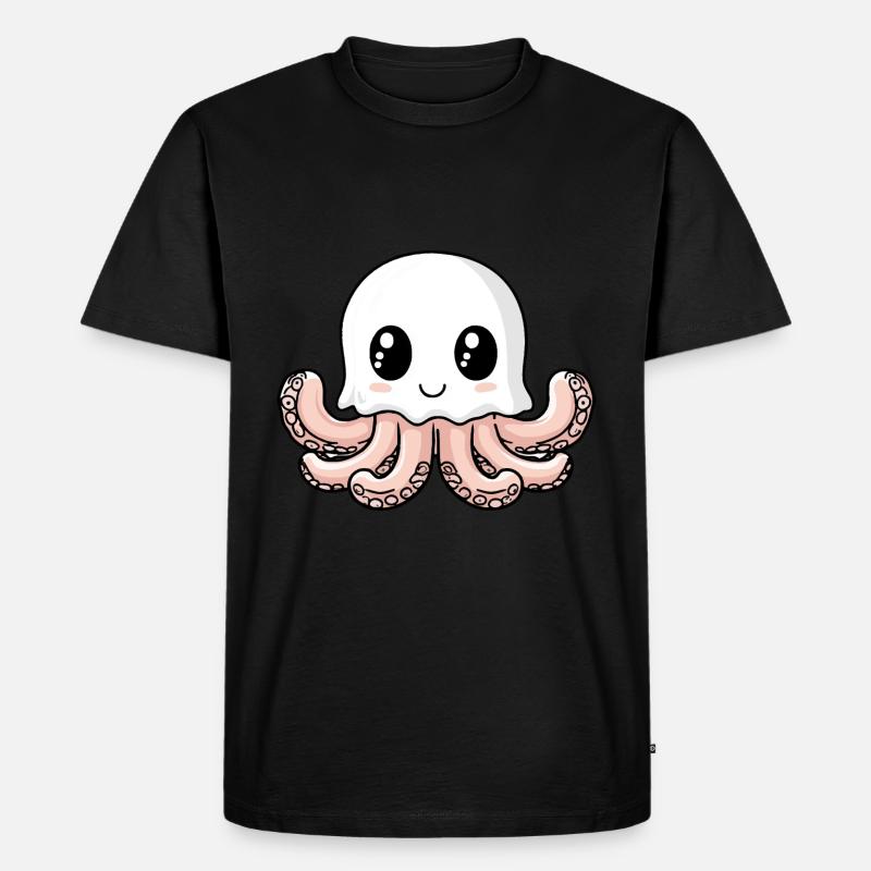 Oktopus Halloween Comic Geist - Männer Premium Bio T-Shirt - Schwarz