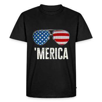 Merica USA Patriot Sunglasses Funny Gift - Men's Premium Organic T-Shirt - black - Front - Nico (187cm)