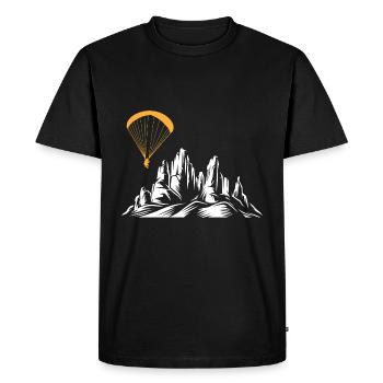 Rétro parapente Silhouette Paragleiten montagnes - T-shirt Premium bio Homme - noir - Devant - Nico (187cm)