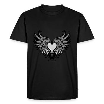 Coeur Ailes Amour - T-shirt Premium bio Homme - noir - Devant - Nico (187cm)