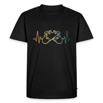 Heartbeat Skater Skateboard Patinage - T-shirt Premium bio Homme - noir - Devant - Nico (187cm)