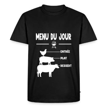 barbecue humour menu du jour bbq - T-shirt Premium bio Homme - noir - Devant - Nico (187cm)