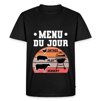 barbecue humour menu du jour vintage bbq - T-shirt Premium bio Homme - noir - Devant - Nico (187cm)