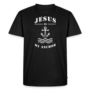 Jésus est Seigneur, Saves, Christ, Bible, Ancre - T-shirt Premium bio Homme - noir - Devant - Nico (187cm)