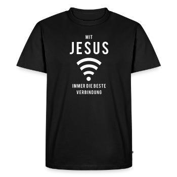 Jésus est Seigneur, Wifi, Christ, foi, Bible, God - T-shirt Premium bio Homme - noir - Devant - Nico (187cm)