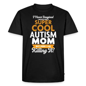 Maman autiste super cool - T-shirt Premium bio Homme - noir - Devant - Nico (187cm)