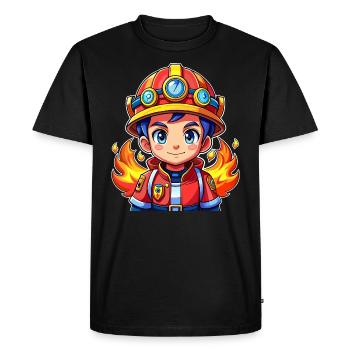 Héros en rouge le pompier - T-shirt Premium bio Homme - noir - Devant - Nico (187cm)