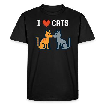 PixelArt I ❤️Cats - Men's Premium Organic T-Shirt - black - Front - Nico (187cm)
