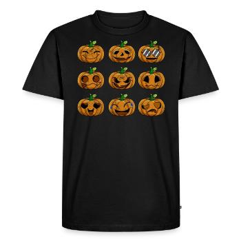 Émotions de citrouille d'Halloween Retro - T-shirt Premium bio Homme - noir - Devant - Nico (187cm)
