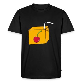 Drinking packet of cherry - Men's Premium Organic T-Shirt - black - Front - Nico (187cm)