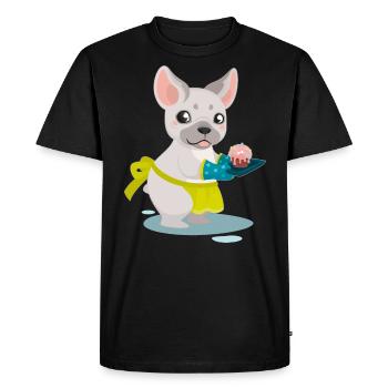 Chiot bouledogue mignon cadeau chiot carlin - T-shirt Premium bio Homme - noir - Devant - Nico (187cm)
