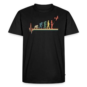 Model Flight Evolution Retro Vintage Designer - Men's Premium Organic T-Shirt - black - Front - Nico (187cm)