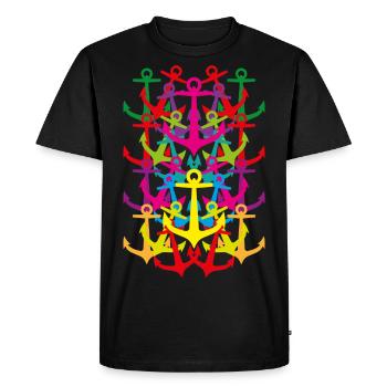 01 Pattern Anchor Pop Art - Men's Premium Organic T-Shirt - black - Front - Nico (187cm)