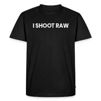 I shoot Raw - Men's Premium Organic T-Shirt - black - Front - Nico (187cm)