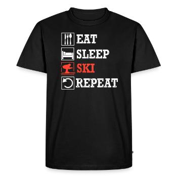 Mange Sommeil Ski Repeat Retro - T-shirt Premium bio Homme - noir - Devant - Nico (187cm)