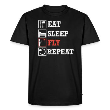 eat sleep fly repeat - retro vintage old school - Men's Premium Organic T-Shirt - black - Front - Nico (187cm)
