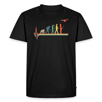 Evolution Drone Retro Heartbeat - Männer Premium Bio T-Shirt - Schwarz - Vorne - Nico (187cm)