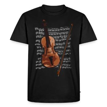 Violin on sheet music - Men's Premium Organic T-Shirt - black - Front - Nico (187cm)