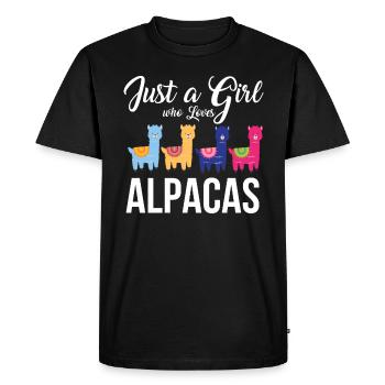 Alpaka - Männer Premium Bio T-Shirt - Schwarz - Vorne - Nico (187cm)