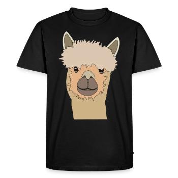 Lama souriant alpaga doux - T-shirt Premium bio Homme - noir - Devant - Nico (187cm)