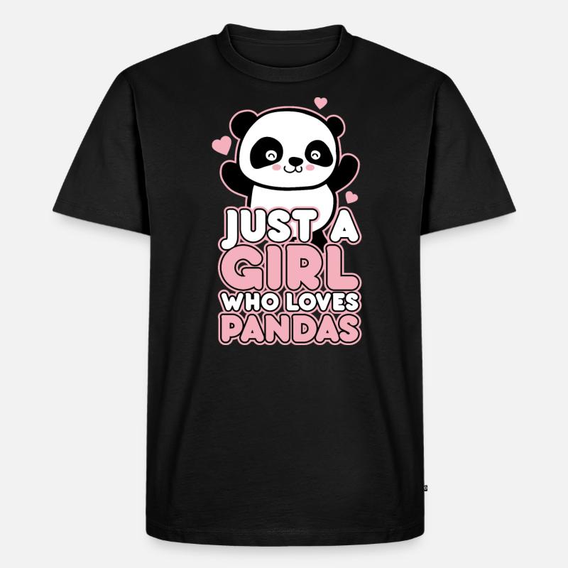 panda mädchen - Männer Premium Bio T-Shirt - Schwarz