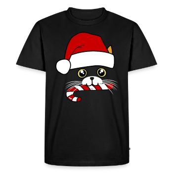 cat christmas - Men's Premium Organic T-Shirt - black - Front - Nico (187cm)