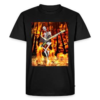 THE GUITARIST SKELETON IN THE FIRE - Men's Premium Organic T-Shirt - black - Front - Nico (187cm)