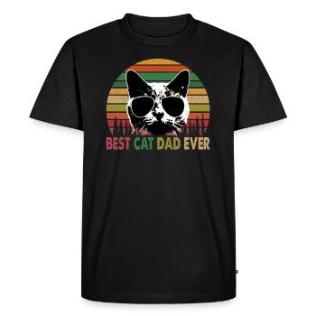 Best Cat Dad Ever Vintage Retro Cat Father's day - Men's Premium Organic T-Shirt - black - Front - Nico (187cm)
