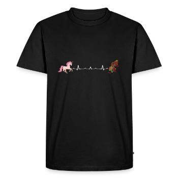Cadeau de battement de coeur mignon fille dragon licorne - T-shirt Premium bio Homme - noir - Devant - Nico (187cm)