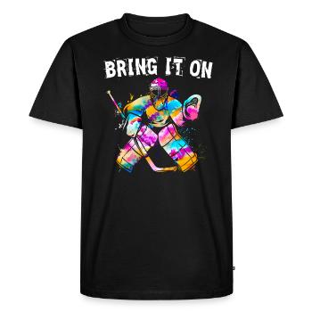 rondelle de hockey sur glace Le gardien de but de hockey apportez-le - T-shirt Premium bio Homme - noir - Devant - Nico (187cm)