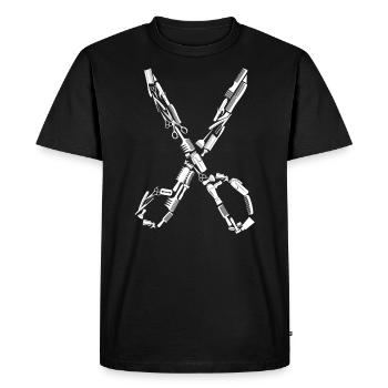 Coiffeur Ciseaux Peigne Cadeau - T-shirt Premium bio Homme - noir - Devant - Nico (187cm)