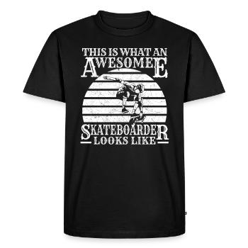 Skater Skateboard Skate Boarding proud boarder - Men's Premium Organic T-Shirt - black - Front - Nico (187cm)