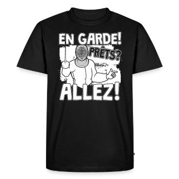 Escrime en garde à l'épée - T-shirt Premium bio Homme - noir - Devant - Nico (187cm)