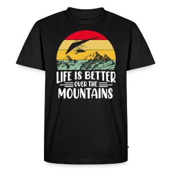 Parapente deltaplane parapente montagnes - T-shirt Premium bio Homme - noir - Devant - Nico (187cm)