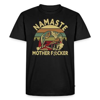 Yoga disant Namaste Mère Méditation - T-shirt Premium bio Homme - noir - Devant - Nico (187cm)