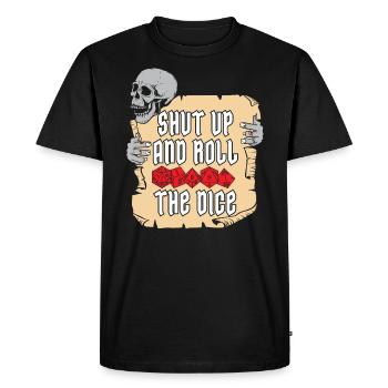RPG Shut Up And Roll The Dice D20 - Men's Premium Organic T-Shirt - black - Front - Nico (187cm)