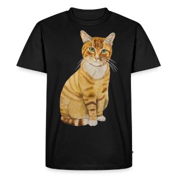 Chat rouge assis - T-shirt Premium bio Homme - noir - Devant - Nico (187cm)